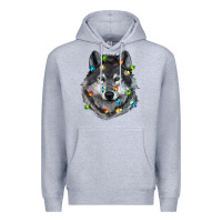 Heather Grey Christmas with wolf Premium Hoodie - RanaPortraitStore
