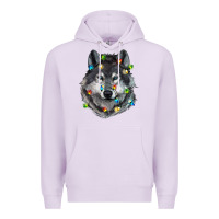 Lilac Christmas with wolf Premium Hoodie - RanaPortraitStore