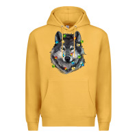 Mustard Christmas with wolf Premium Hoodie - RanaPortraitStore
