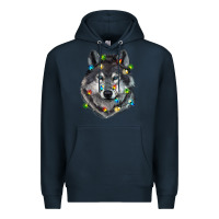 Navy Christmas with wolf Premium Hoodie - RanaPortraitStore