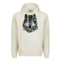Oatmeal Heather Christmas with wolf Premium Hoodie - RanaPortraitStore