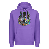 Purple Christmas with wolf Premium Hoodie - RanaPortraitStore