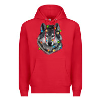 Red Christmas with wolf Premium Hoodie - RanaPortraitStore