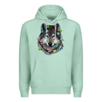 Seafoam Christmas with wolf Premium Hoodie - RanaPortraitStore