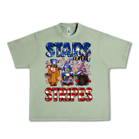 Oil Green Stars and stripes gnomes 4th of july Urban Heavy Tee - CowGirlArtShop