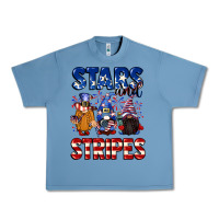 Pebble Blue Stars and stripes gnomes 4th of july Urban Heavy Tee - CowGirlArtShop