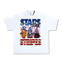 White Stars and stripes gnomes 4th of july Urban Heavy Tee - CowGirlArtShop