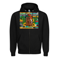 Western Horse Cowboy Hat Cactus Sunflowers Glitter Cowhide Serape Turq Zipper Hoodie | Teevron