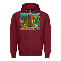 Burgundy western horse cowboy hat cactus sunflowers glitter cowhide serape turq Zipper Hoodie - Artiststas