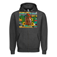 Charcoal Heather western horse cowboy hat cactus sunflowers glitter cowhide serape turq Zipper Hoodie - Artiststas