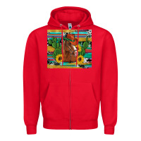 Red western horse cowboy hat cactus sunflowers glitter cowhide serape turq Zipper Hoodie - Artiststas