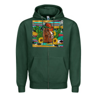 Sports Green western horse cowboy hat cactus sunflowers glitter cowhide serape turq Zipper Hoodie - Artiststas