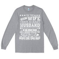 Heather Grey i am a lucky wife i have a crazy husband valentine gift Long Sleeve Tee - longCreatives