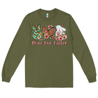 Army Green Easter Day Peace love Easter Long Sleeve Tee - OliviaCreatesArt