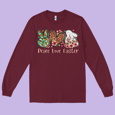 Easter Day Peace Love Easter Long Sleeve Tee Designed By Oliviacreatesart