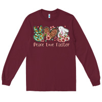 Burgundy Easter Day Peace love Easter Long Sleeve Tee - OliviaCreatesArt