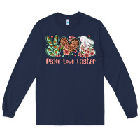 Navy Easter Day Peace love Easter Long Sleeve Tee - OliviaCreatesArt