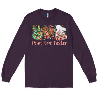 Plum Easter Day Peace love Easter Long Sleeve Tee - OliviaCreatesArt