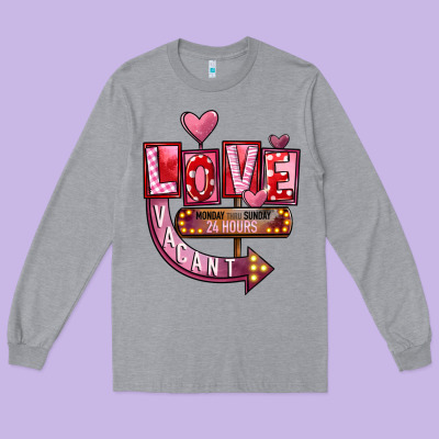 Valentine's Day Love Vacant Long Sleeve Tee Designed By Fadigitalartstudio