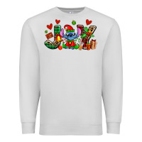 Dove Grey joy with christmas elf stitch Premium Sweatshirt - AdoDesignShop