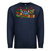 Navy joy with christmas elf stitch Premium Sweatshirt - AdoDesignShop