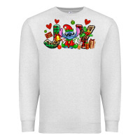 Oatmeal Heather joy with christmas elf stitch Premium Sweatshirt - AdoDesignShop