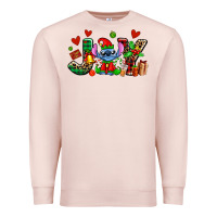 Pale Pink joy with christmas elf stitch Premium Sweatshirt - AdoDesignShop