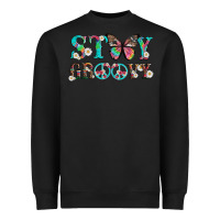 Stay Groovy With Butterfly Peace Sign And Flowers Heavyweight Sweatshirt | Teevron