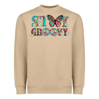 Mushroom stay groovy with butterfly peace sign and flowers Heavyweight Sweatshirt - Artiststas