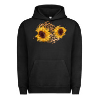 Pigment Black sunflower leopard patch Urban Hoodie - AdoDesignShop