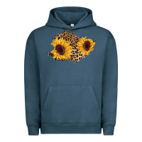 Pigment Midnight Navy sunflower leopard patch Urban Hoodie - AdoDesignShop