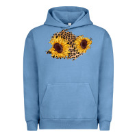 Pigment Pebble Blue sunflower leopard patch Urban Hoodie - AdoDesignShop