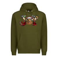 Army Green Joy Longhorn Premium Hoodie - CowhideDigitalArt