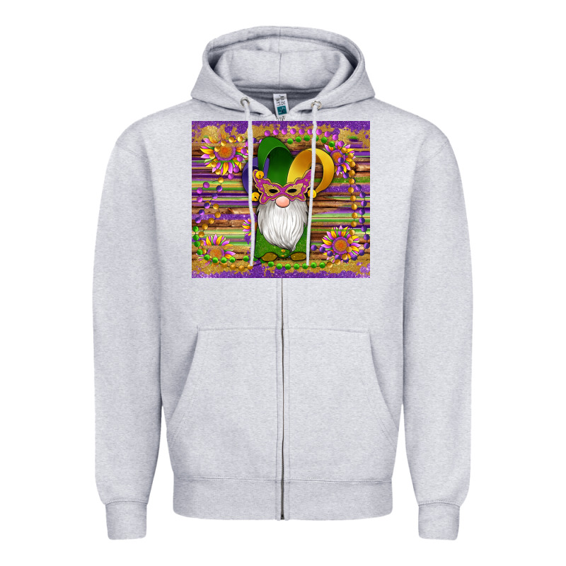 Mardi Gras Gnomes Mask Serape Sunflowers Zipper Hoodie by Artiststas | Teevron