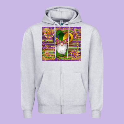 Mardi Gras Gnomes Mask Serape Sunflowers Zipper Hoodie Designed By Artiststas