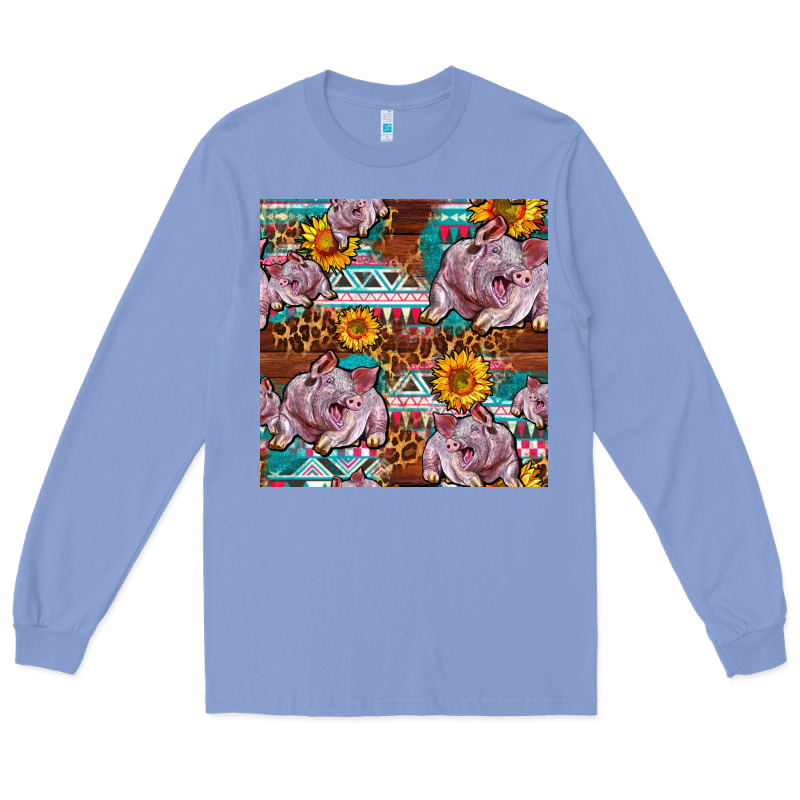 Western Landrace Pig With Sunflowers Seamless Long Sleeve Tee by FaDigitalArtStudio | Teevron