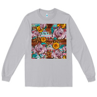 Moon Dust Western Landrace Pig With Sunflowers Seamless Long Sleeve Tee - FaDigitalArtStudio