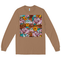 Toasted Coconut Western Landrace Pig With Sunflowers Seamless Long Sleeve Tee - FaDigitalArtStudio