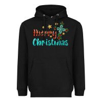 Black merry christmas turquoise gemstones cross Heavyweight Hoodie - BarkalooDesign