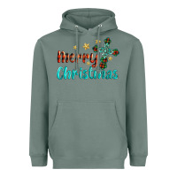 Sage merry christmas turquoise gemstones cross Heavyweight Hoodie - BarkalooDesign