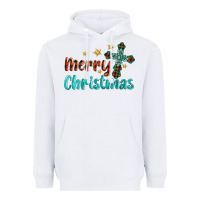 White merry christmas turquoise gemstones cross Heavyweight Hoodie - BarkalooDesign