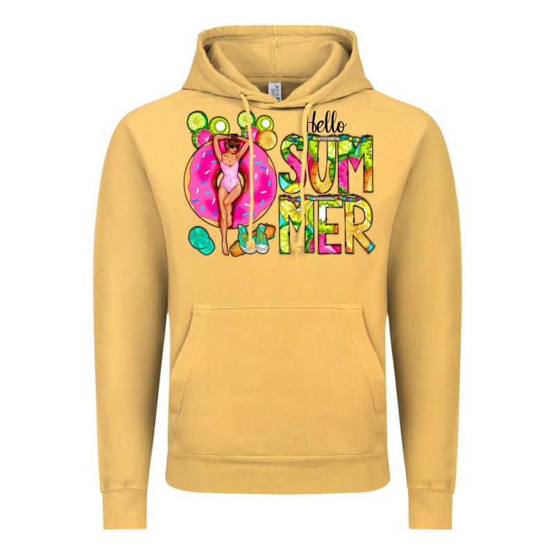 Hello Summer Donut Girl Vintage Hoodie by CowCowDesign | Teevron