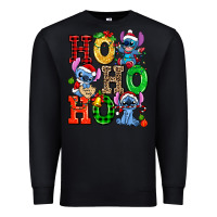 Black ho ho ho stitch Premium Sweatshirt - AdoDesignShop