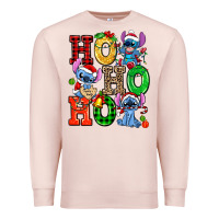Pale Pink ho ho ho stitch Premium Sweatshirt - AdoDesignShop