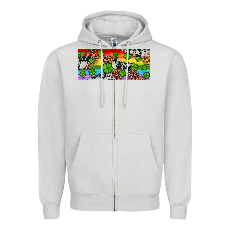 Western St. Patrick's Day Shamrock Rainbow Zipper Hoodie by Artiststas | Teevron
