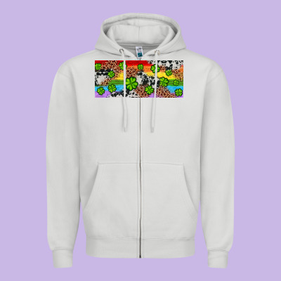 Western St. Patrick's Day Shamrock Rainbow Zipper Hoodie Designed By Artiststas
