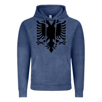 Vintage Denim Albanian Flag Eagle Double Red Albania Shqipe Kosovo Vintage Hoodie - longCreatives