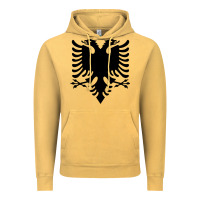 Vintage Mustard Albanian Flag Eagle Double Red Albania Shqipe Kosovo Vintage Hoodie - longCreatives