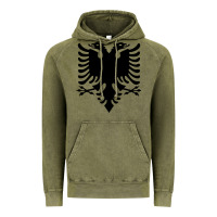 Vintage Olive Albanian Flag Eagle Double Red Albania Shqipe Kosovo Vintage Hoodie - longCreatives