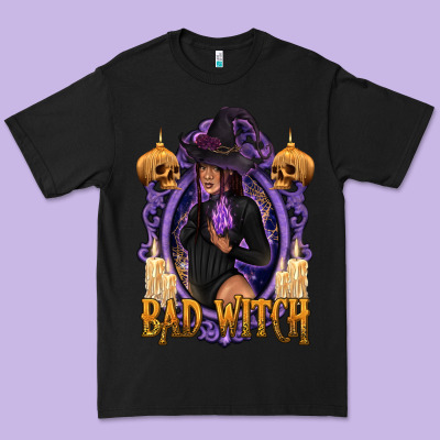 Bad Witch Black Woman Premium Tee Designed By Texasbilliewilder